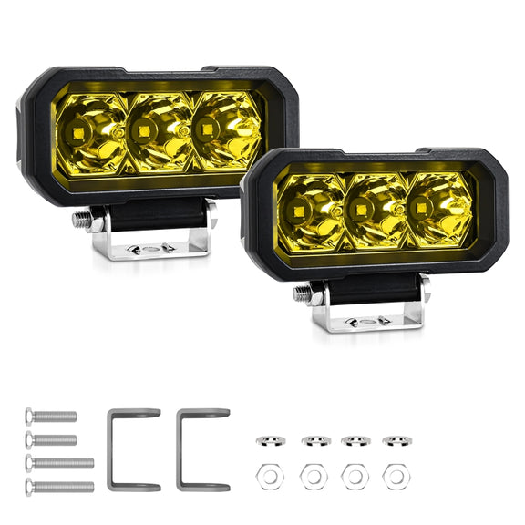 E23 40W 9V-30V 5 Inch Water-resistant 3-Eye Headlight(Floodlight Yellow Light)