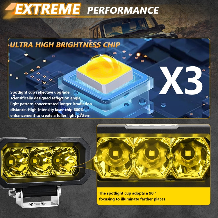 E23 40W 9V-30V 5 Inch Water-resistant 3-Eye Headlight(Floodlight Yellow Light)
