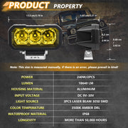 E23 40W 9V-30V 5 Inch Water-resistant 3-Eye Headlight(Floodlight Yellow Light)