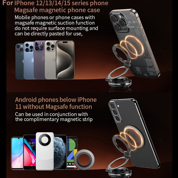 AIMITE C2 Car Vacuum Suction Cup Magnetic Three Axis Linkage Rotatable Cell Phone Holder(Black)