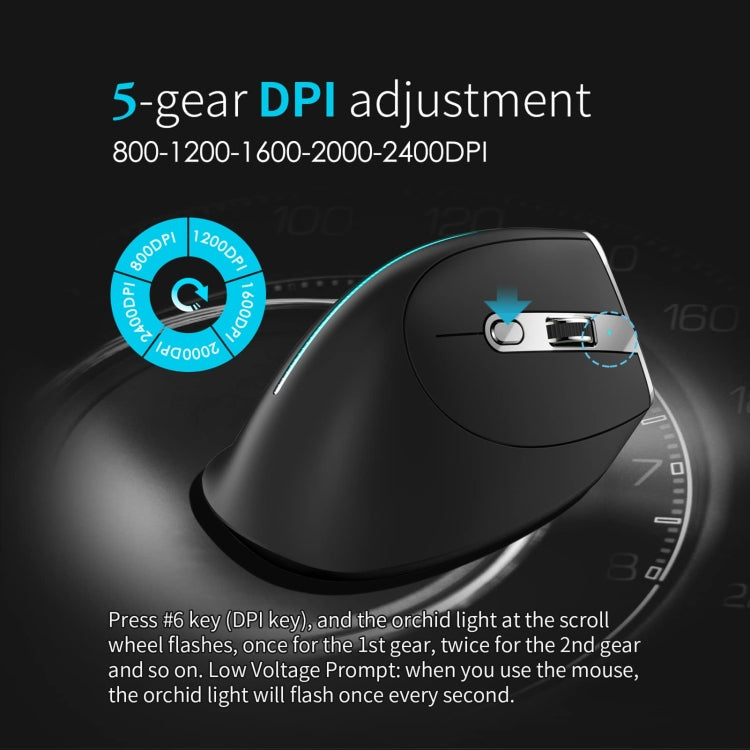ZELOTES F36 9-Keys Vertical Grip Ergonomic Programming Dual Bluetooth + 2.4G Wireless Mouse(White)