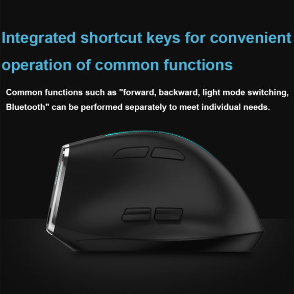 ZELOTES F36 9-Keys Vertical Grip Ergonomic Programming Dual Bluetooth + 2.4G Wireless Mouse(White)