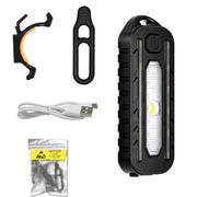 LED Shoulder Flashlight Bike Tail Light Type-C Recharge Outdoor Flashlight With Clip Patrol Safety Warning Lamp(B Model)