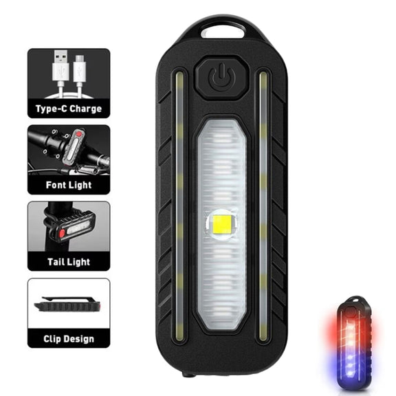 LED Shoulder Flashlight Bike Tail Light Type-C Recharge Outdoor Flashlight With Clip Patrol Safety Warning Lamp(B Model)