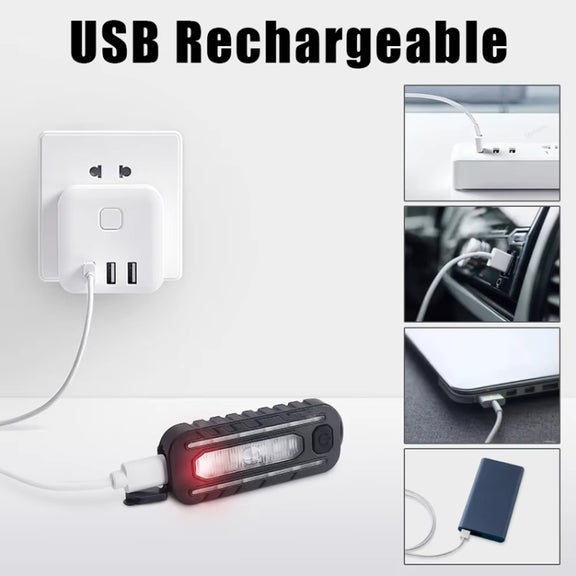LED Shoulder Flashlight Bike Tail Light Type-C Recharge Outdoor Flashlight With Clip Patrol Safety Warning Lamp(B Model)