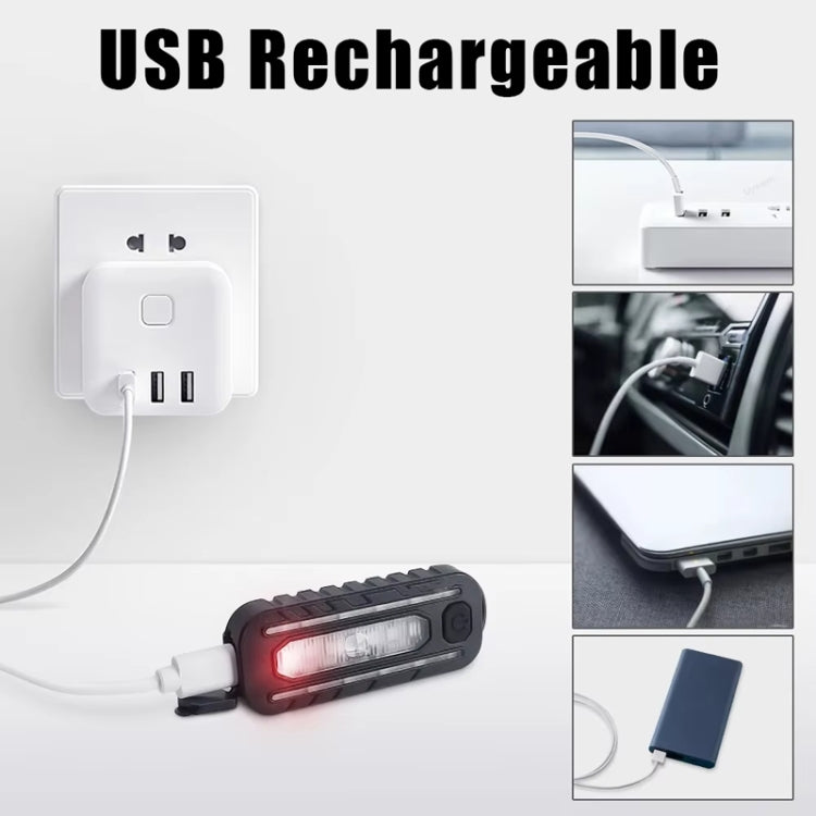 LED Shoulder Flashlight Bike Tail Light Type-C Recharge Outdoor Flashlight With Clip Patrol Safety Warning Lamp(B Model)