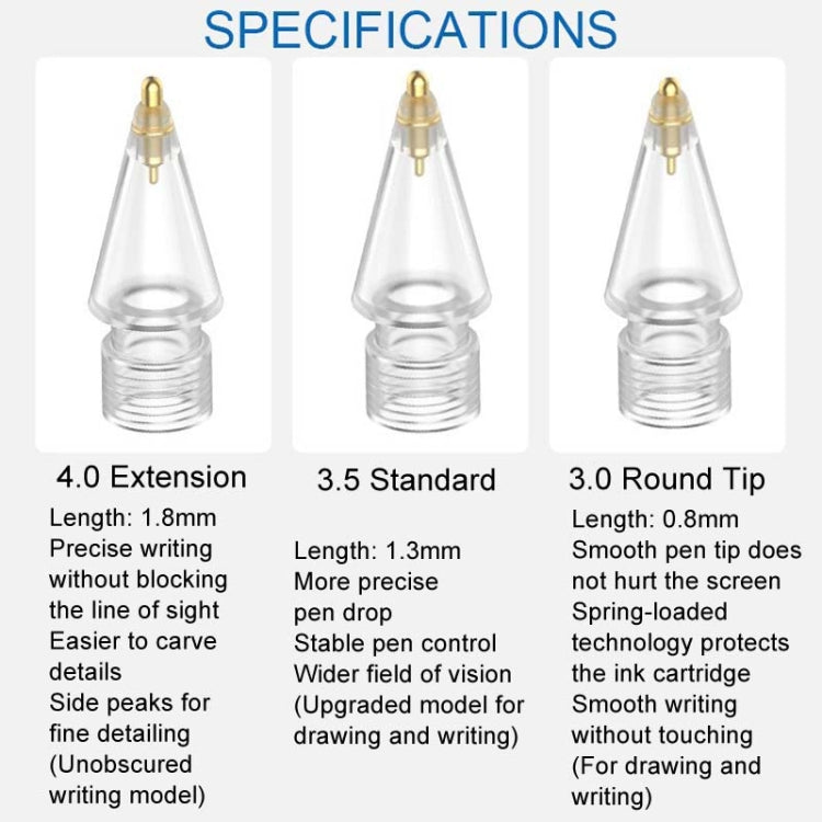 For Apple Pencil Series Replacement Nibs Modified Nibs, Style: 4.0 Extended White Shell Silver Tip