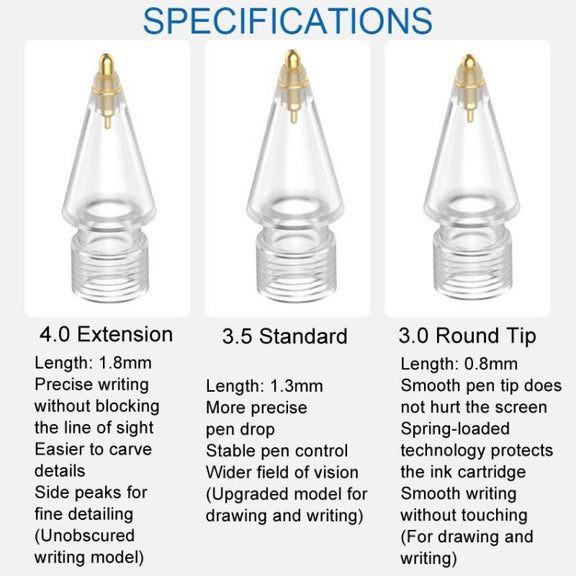 For Apple Pencil Series Replacement Nibs Modified Nibs, Style: 4.0 Extended White Shell Silver Tip