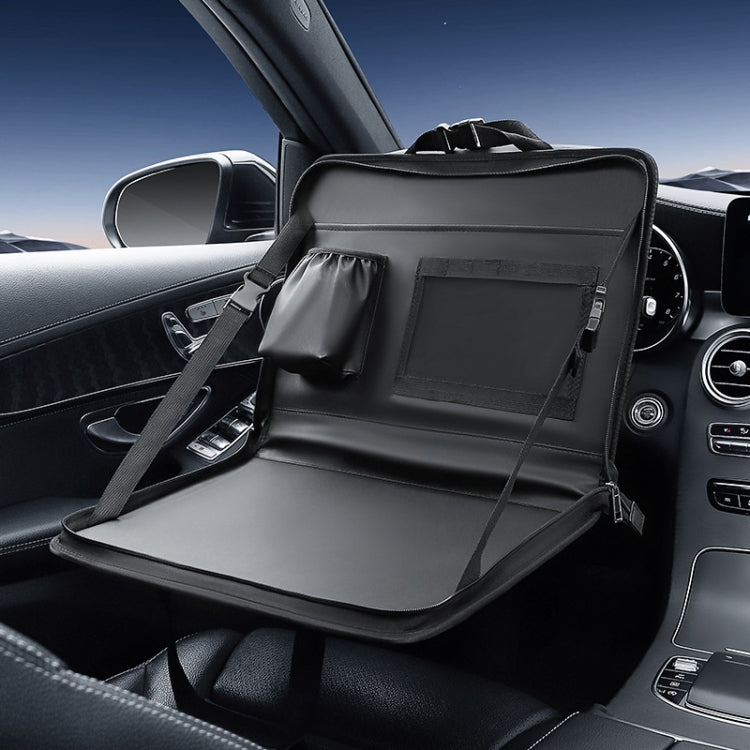 Multifunctional Car Steering Wheel Dining Table Car Seatback Hanging Foldable Storage Bag(Black)