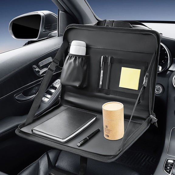 Multifunctional Car Steering Wheel Dining Table Car Seatback Hanging Foldable Storage Bag(Black)