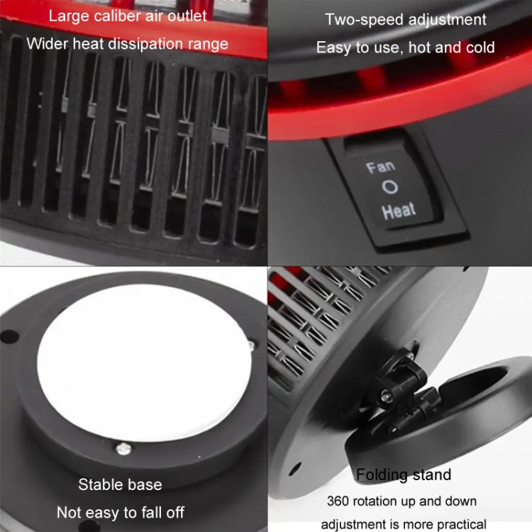 12V Car Heater 360 Adjustable Defogging Defrosting Heating Fan Heating Cooling Function Windscreen Defroster Demister(Black Red)