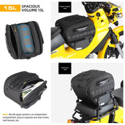 Rhinowalk MTR5001 15L Scooter Front Bag Large Capacity Curved Beam Motorcycle Rear Seat Bag(Black)