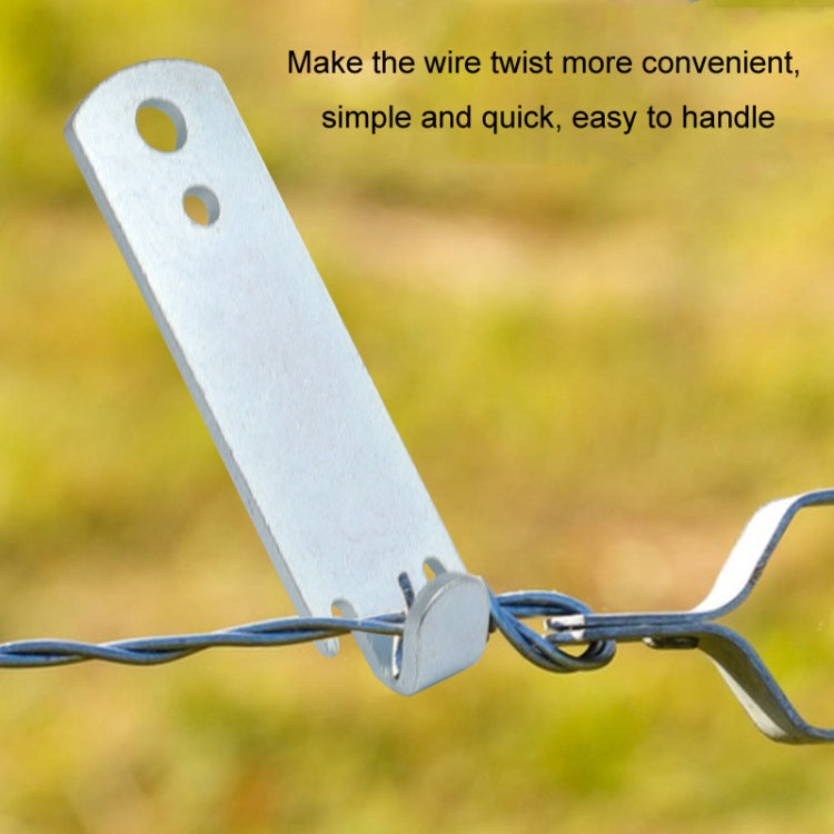 2pcs /Set Wire Twister T-Post Clamp Fence Wire Rope Winder(Silver)