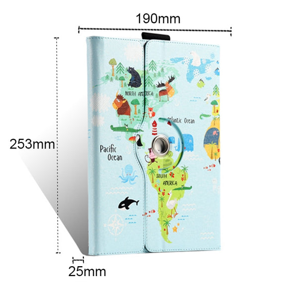 For UMIDIGI G1 Tab 10-11 inch Universal 360 Degree Rotation Leather Tablet Case(Blue Map)