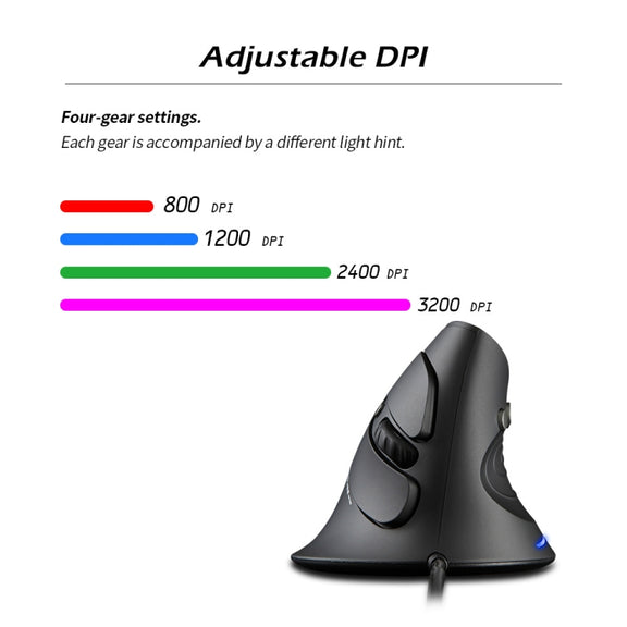 ZELOTES T30 6-keys Vertical Grip Detachable Ergonomic Wired Mouse(7-color Breathing Light)
