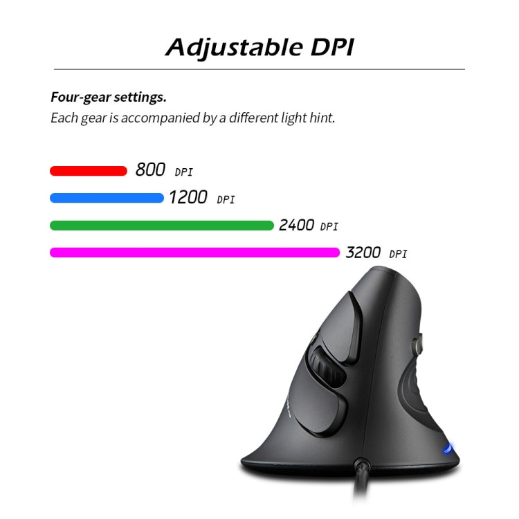 ZELOTES T30 6-keys Vertical Grip Detachable Ergonomic Wired Mouse(7-color Breathing Light)