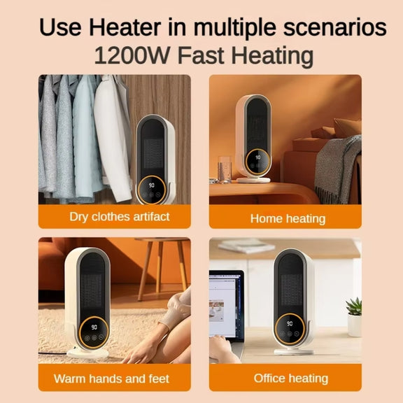 E68S 1200W PTC Ceramic Heating Desktop Smart Electric Heater, Plug: US Plug(Remote Control Model)
