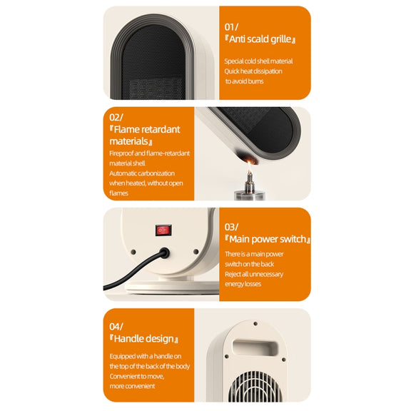 E68S 1200W PTC Ceramic Heating Desktop Smart Electric Heater, Plug: US Plug(Remote Control Model)