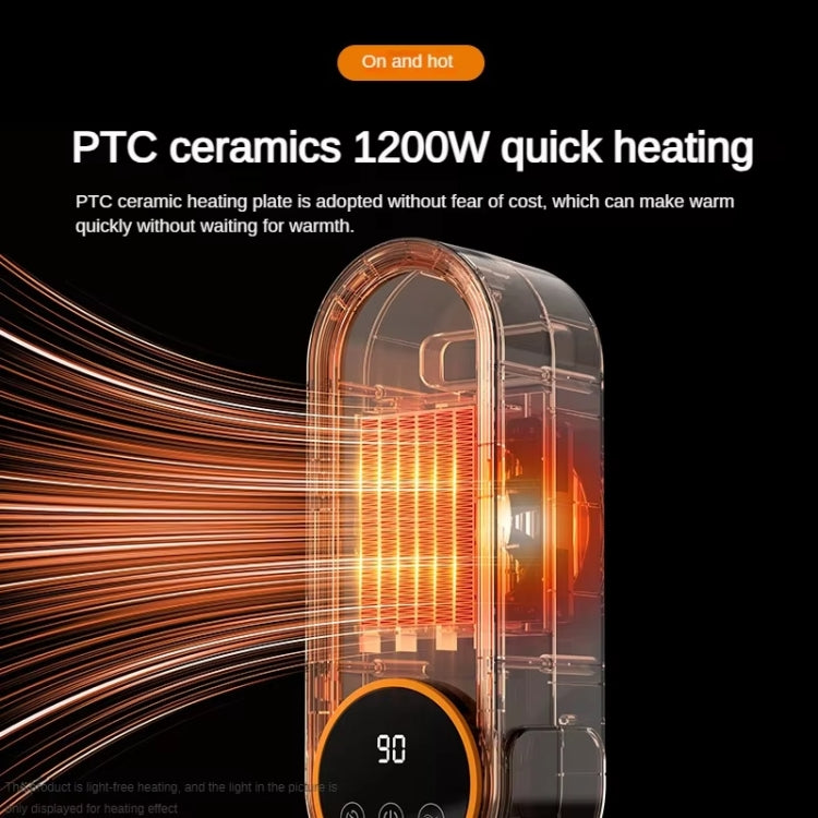 E68S 1200W PTC Ceramic Heating Desktop Smart Electric Heater, Plug: US Plug(Remote Control Model)