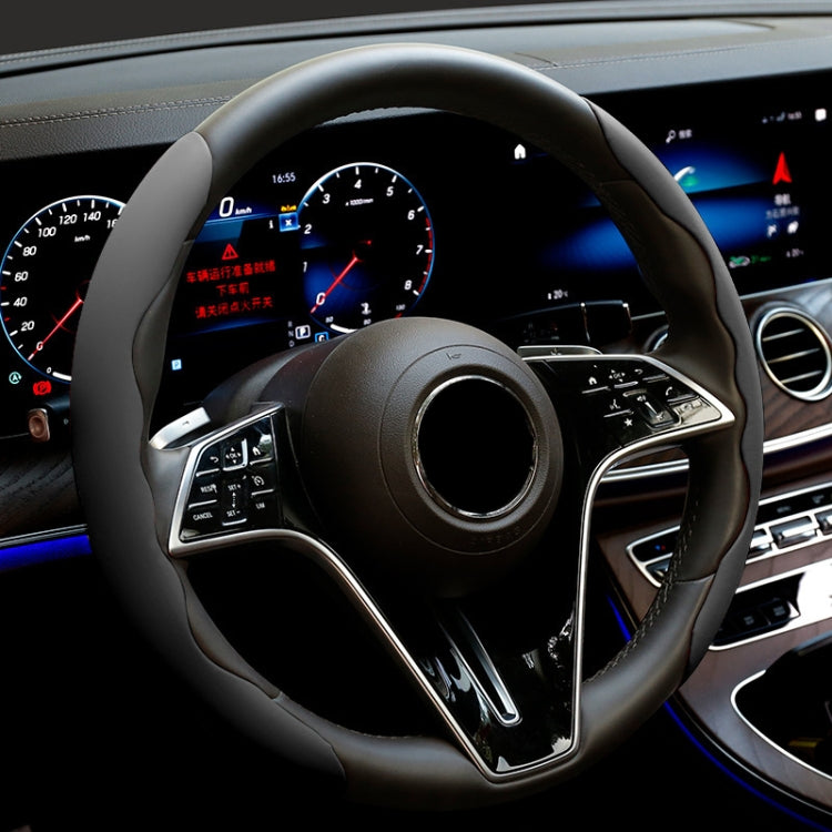 38cm Liquid Silicone Sweat-Absorbing Anti-Skid Car Steering Wheel Cover(Black)