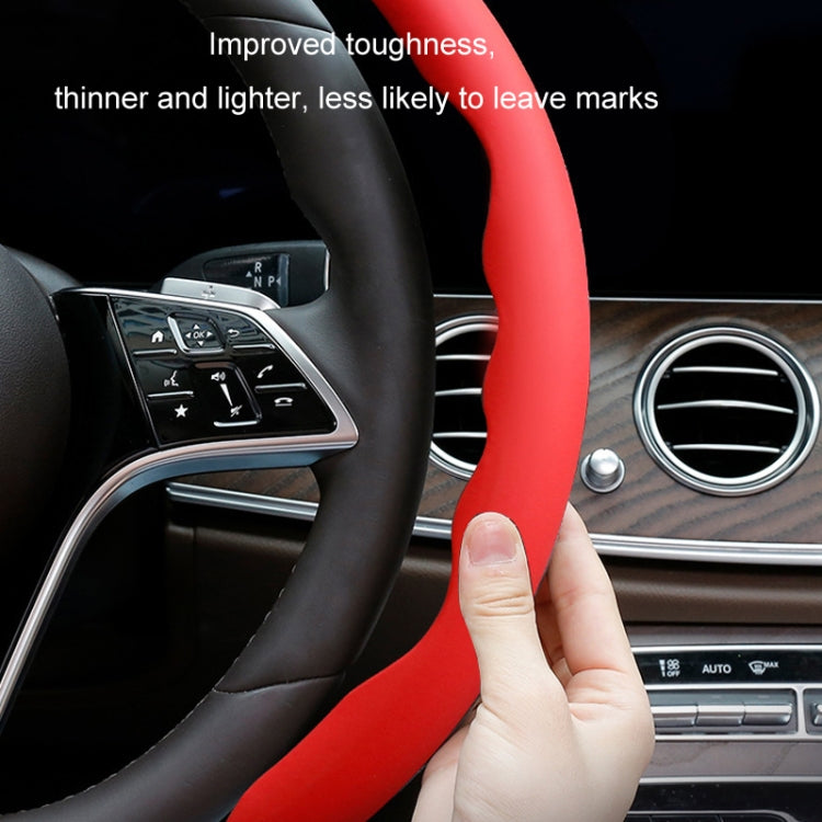 38cm Liquid Silicone Sweat-Absorbing Anti-Skid Car Steering Wheel Cover(Black)