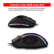 ZELOTES C13 13-keys RGB Lighting Effect Programming Macro Custom Gaming Wired Mouse(Black)