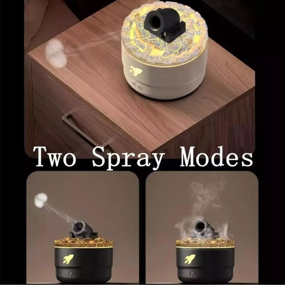 Turret Shape Aromatherapy Humidifier With 3-speed Timer 7-color Atmosphere Light EU Plug Black