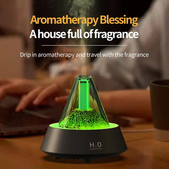 80ml Volcanic Lava Aromatherapy Humidifier With Colorful Lights USB Plug Power(Black)