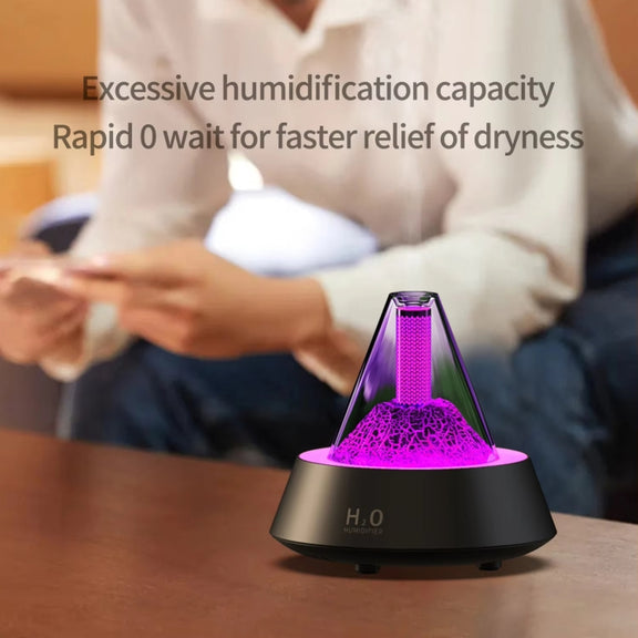 80ml Volcanic Lava Aromatherapy Humidifier With Colorful Lights USB Plug Power(Black)