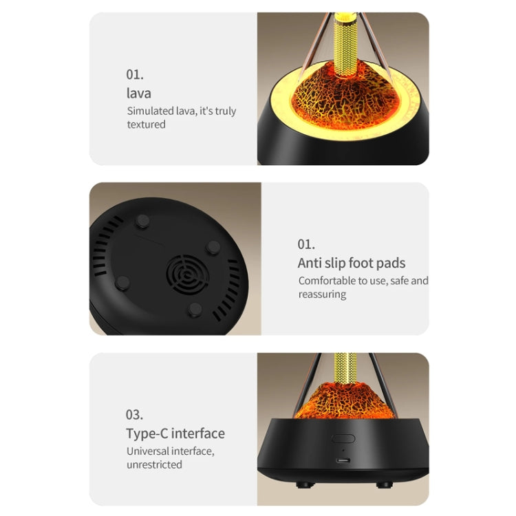 80ml Volcanic Lava Aromatherapy Humidifier With Colorful Lights USB Plug Power(Black)