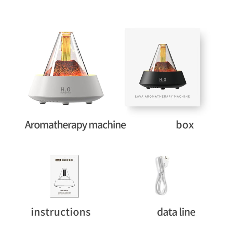 80ml Volcanic Lava Aromatherapy Humidifier With Colorful Lights USB Plug Power(Black)