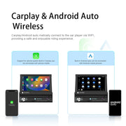 2+64G 7-Inch Single Din Android 10.0 Carplay Screen With GPS Navigation/Bluetooth/Mirror Link/DVR Input, Spec: With 12-light Camera
