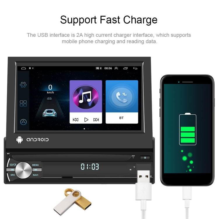2+64G 7-Inch Single Din Android 10.0 Carplay Screen With GPS Navigation/Bluetooth/Mirror Link/DVR Input, Spec: Standard Edition