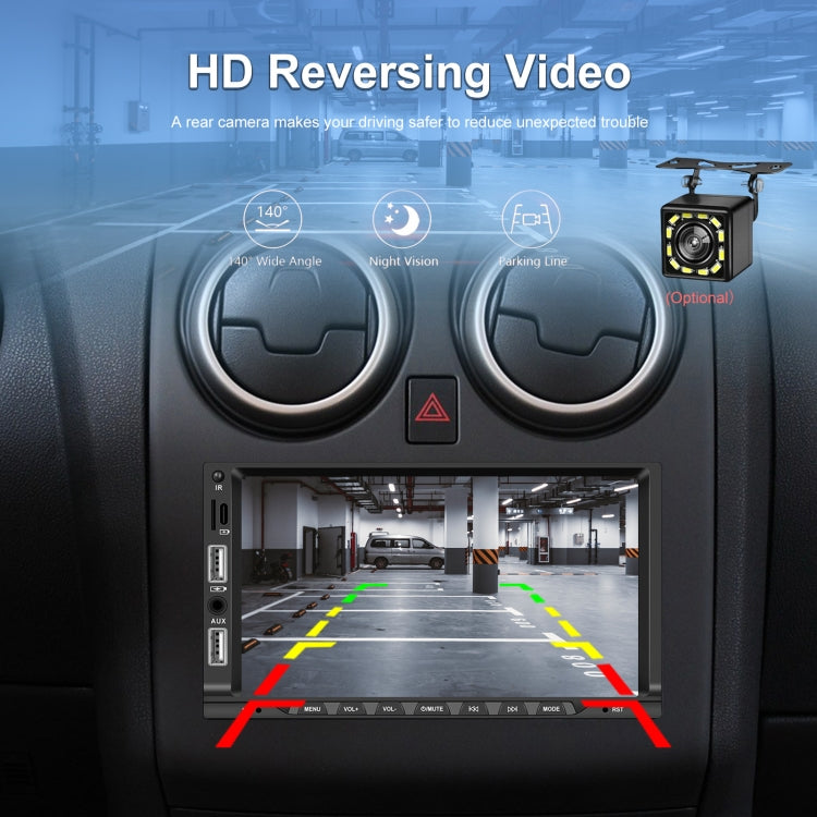 7-inch Double Din Car MP5 Player Support CarPlay/Android Auto/Mirror Link/Bluetooth With 12-light Camera