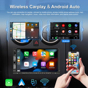 7-inch Double Din Car MP5 Player Support CarPlay/Android Auto/Mirror Link/Bluetooth With 4-light Camera