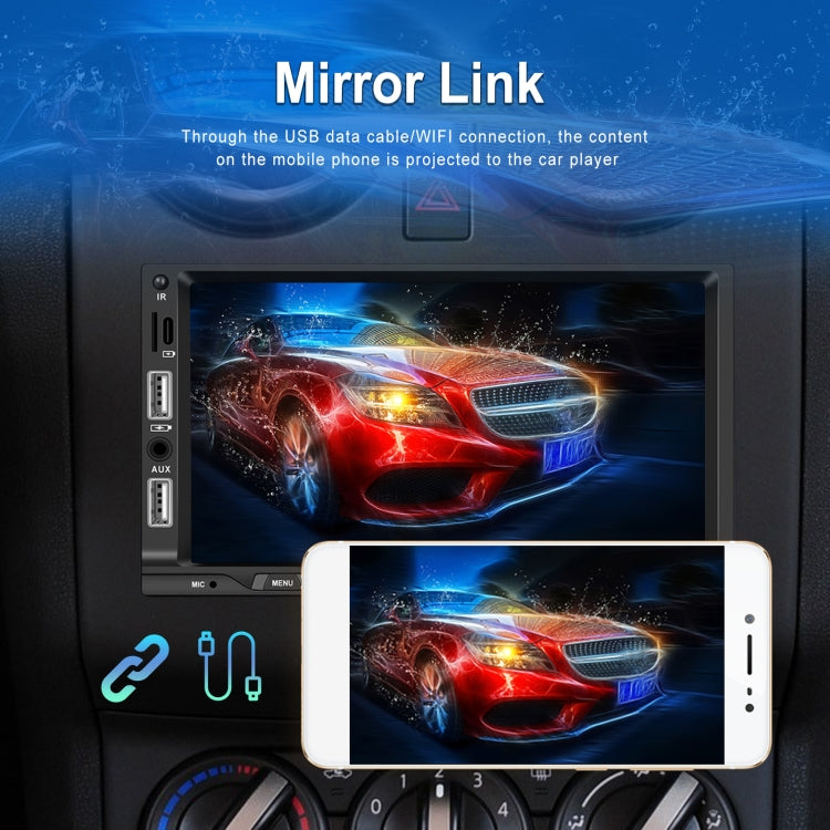 7-inch Double Din Car MP5 Player Support CarPlay/Android Auto/Mirror Link/Bluetooth With 4-light Camera