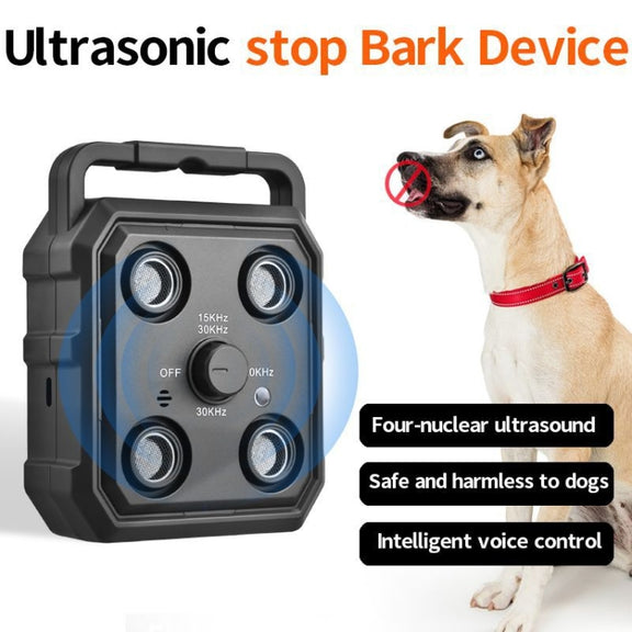 AI Intelligent Recognition Ultrasonic Bark Stopper Portable Dog Training Device Repellent(Black)