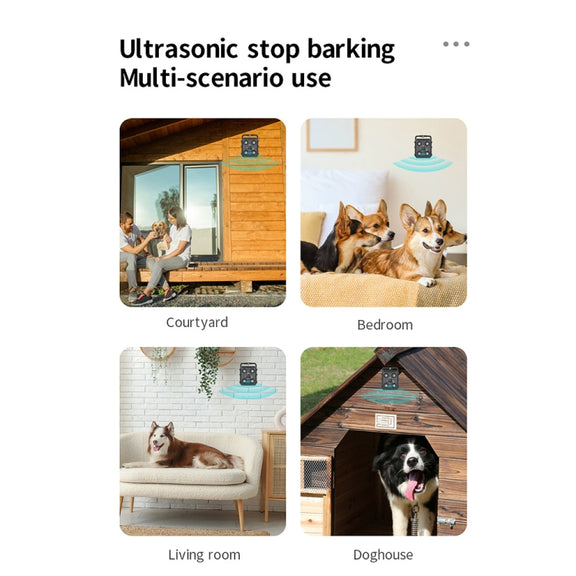 AI Intelligent Recognition Ultrasonic Bark Stopper Portable Dog Training Device Repellent(Black)
