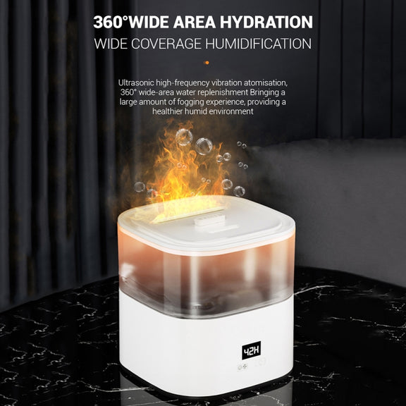 JSQ-58 1.1L large Capacity Digital Display Flame Atomization Humidifier, Color: Matt Black(EU Plug)