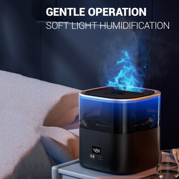 JSQ-58 1.1L large Capacity Digital Display Flame Atomization Humidifier, Color: White(EU Plug)