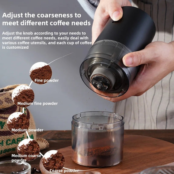 USB Rechargeable Adjustable Coarse and Fine Household Portable Electric Coffee Bean Grinder(Red)