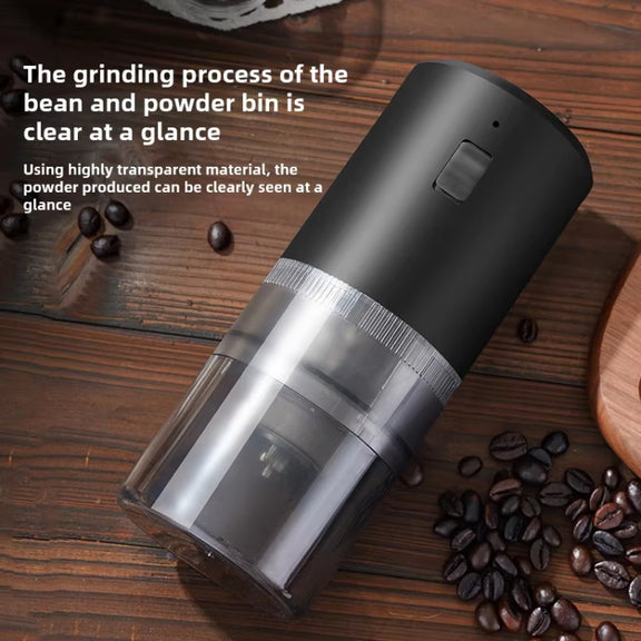 USB Rechargeable Adjustable Coarse and Fine Household Portable Electric Coffee Bean Grinder(Black)
