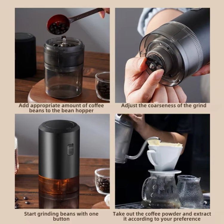 USB Rechargeable Adjustable Coarse and Fine Household Portable Electric Coffee Bean Grinder(White)
