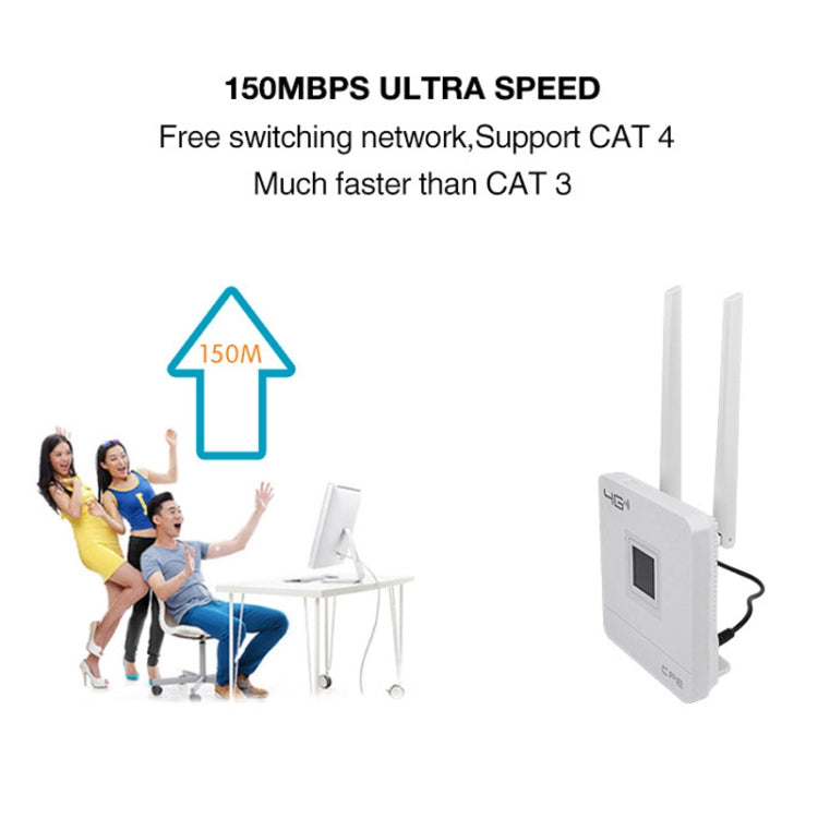 US Version B2/4/5/12/17 4G LTE CPE Colorful Screen Router Triple Network Plug and Play Mobile Router, EU Plug