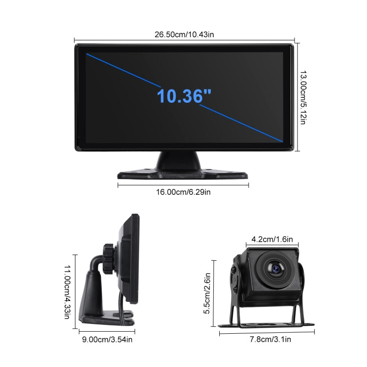 10.36-Inch Car Central Control Smart Player With 4-Way Camera 64G TF Card