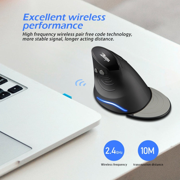 ZELOTES F17 6-buttons Vertical Grip Ergonomic Wireless Mouse(Black)