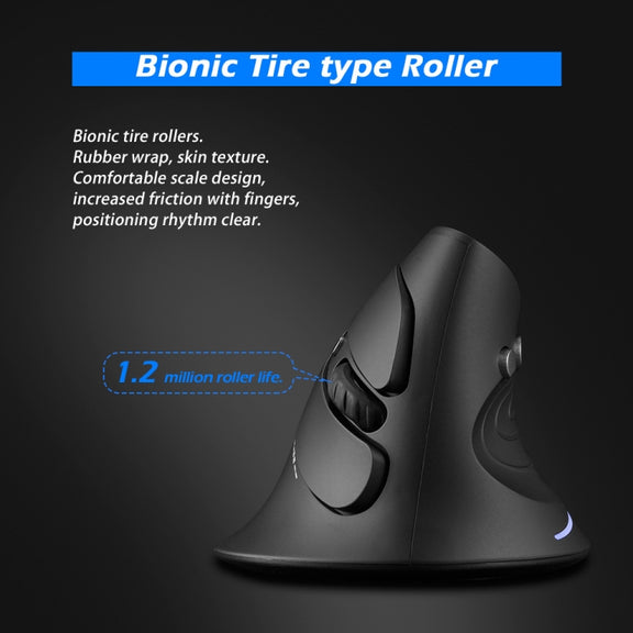 ZELOTES F17 6-buttons Vertical Grip Ergonomic Wireless Mouse(Black)