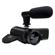 16MP 16X Digital Zoom Vlogging Camera Video Camcorder with 2.4 Inch Flip Screen, Spec: With Wide Angle & Mic EU Plug