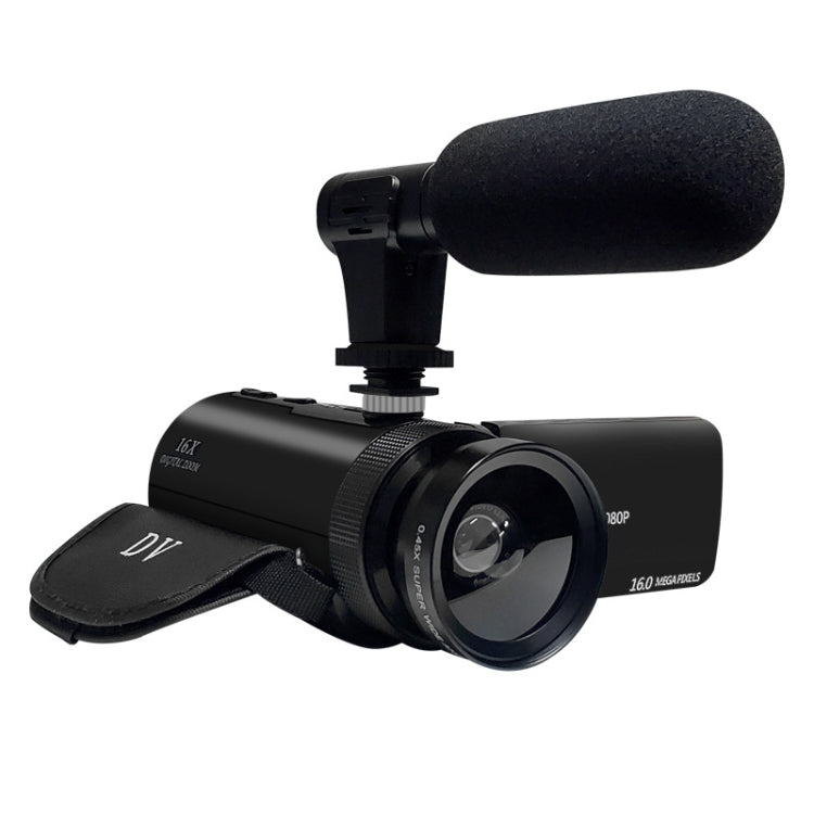 16MP 16X Digital Zoom Vlogging Camera Video Camcorder with 2.4 Inch Flip Screen, Spec: With Wide Angle & Mic AU Plug