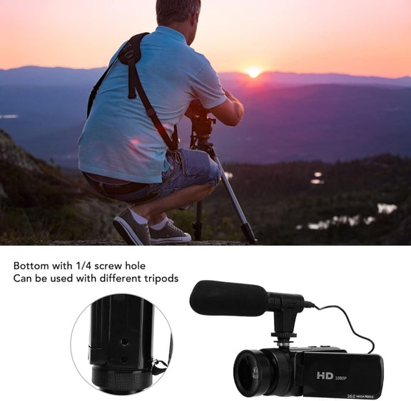 16MP 16X Digital Zoom Vlogging Camera Video Camcorder with 2.4 Inch Flip Screen, Spec: Standard AU Plug
